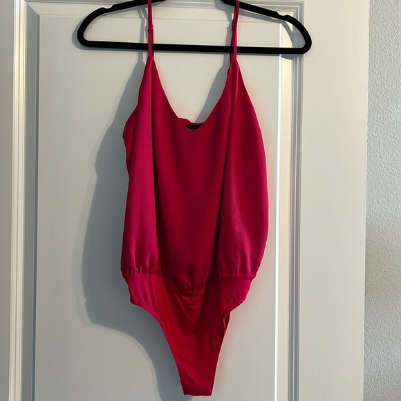 Hot pink spaghetti strap bodysuit - Picture 1 of 3